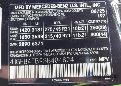 2025 Mercedes-Benz Gle 350 4Matic from USA, damaged, VIN 4JGFB4FB9SB484824